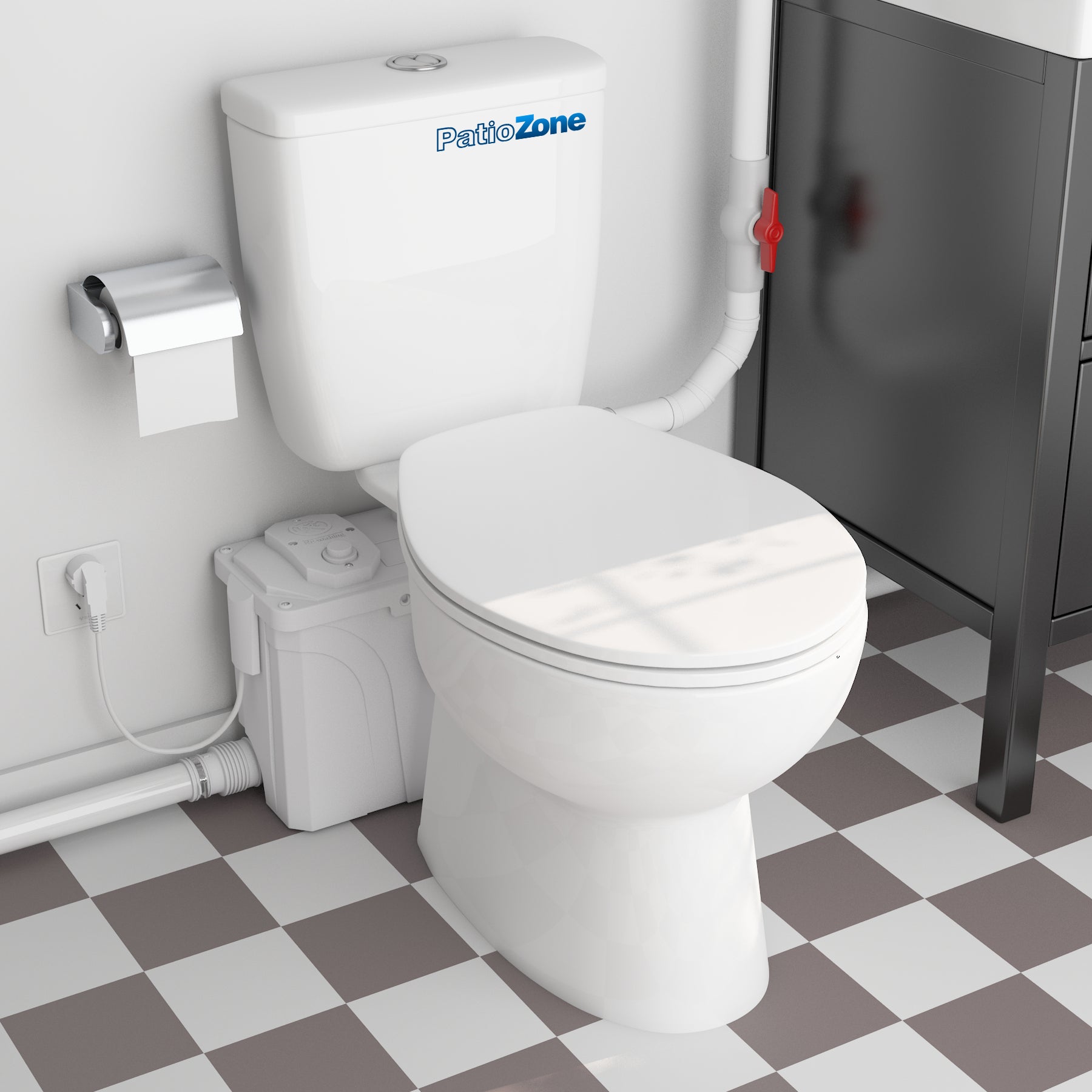 Macerator Toilet with 700W Waste Disposal Upflush Toilet System MY-FLO700 PatioZones